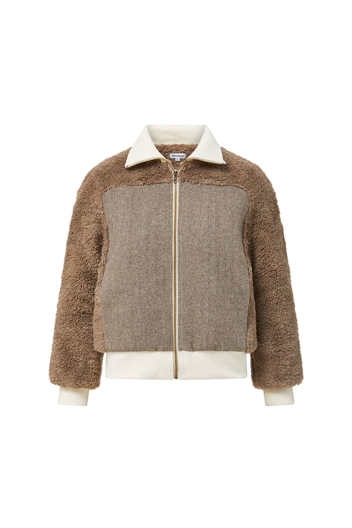 AMELIA - Teddy Bomber with Herringbone Panel