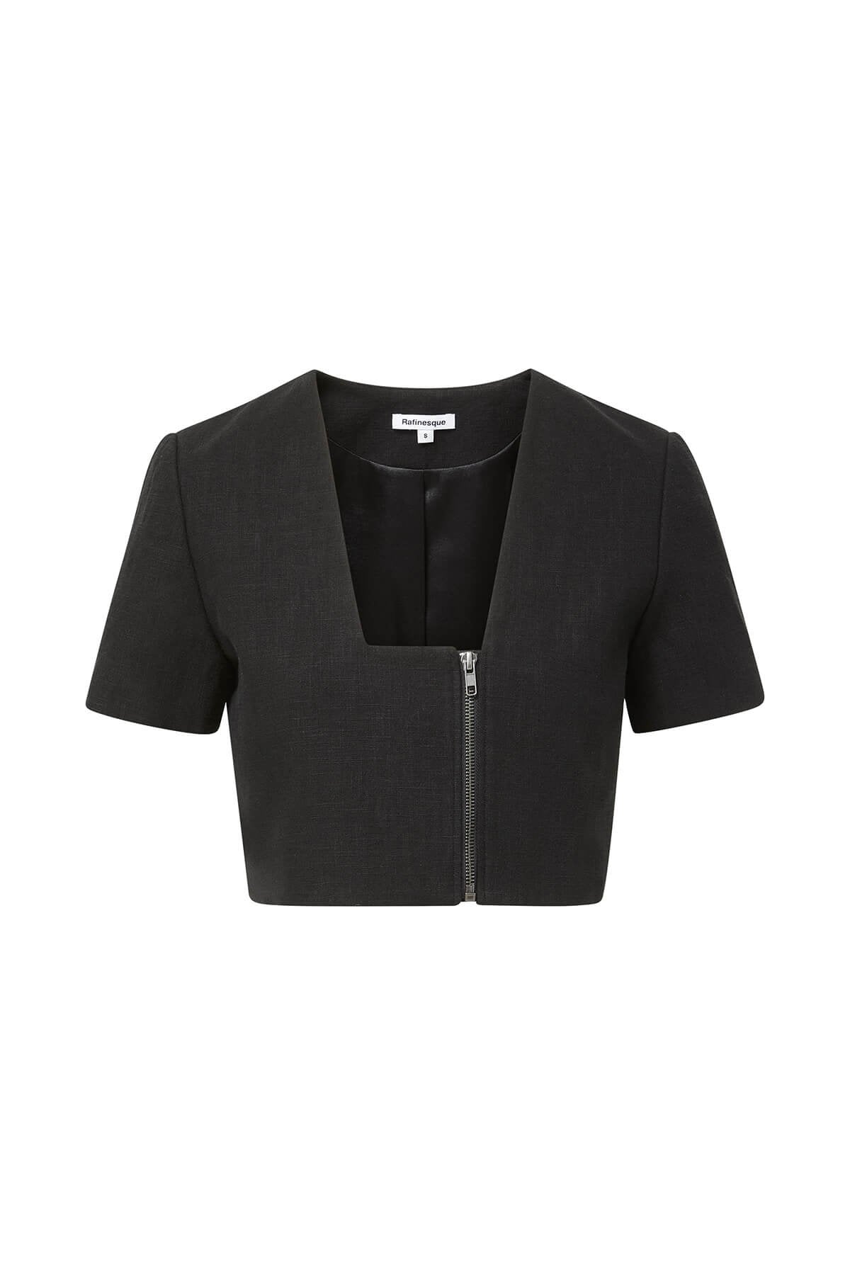 CELINE - Zip Front Short Sleeve Top