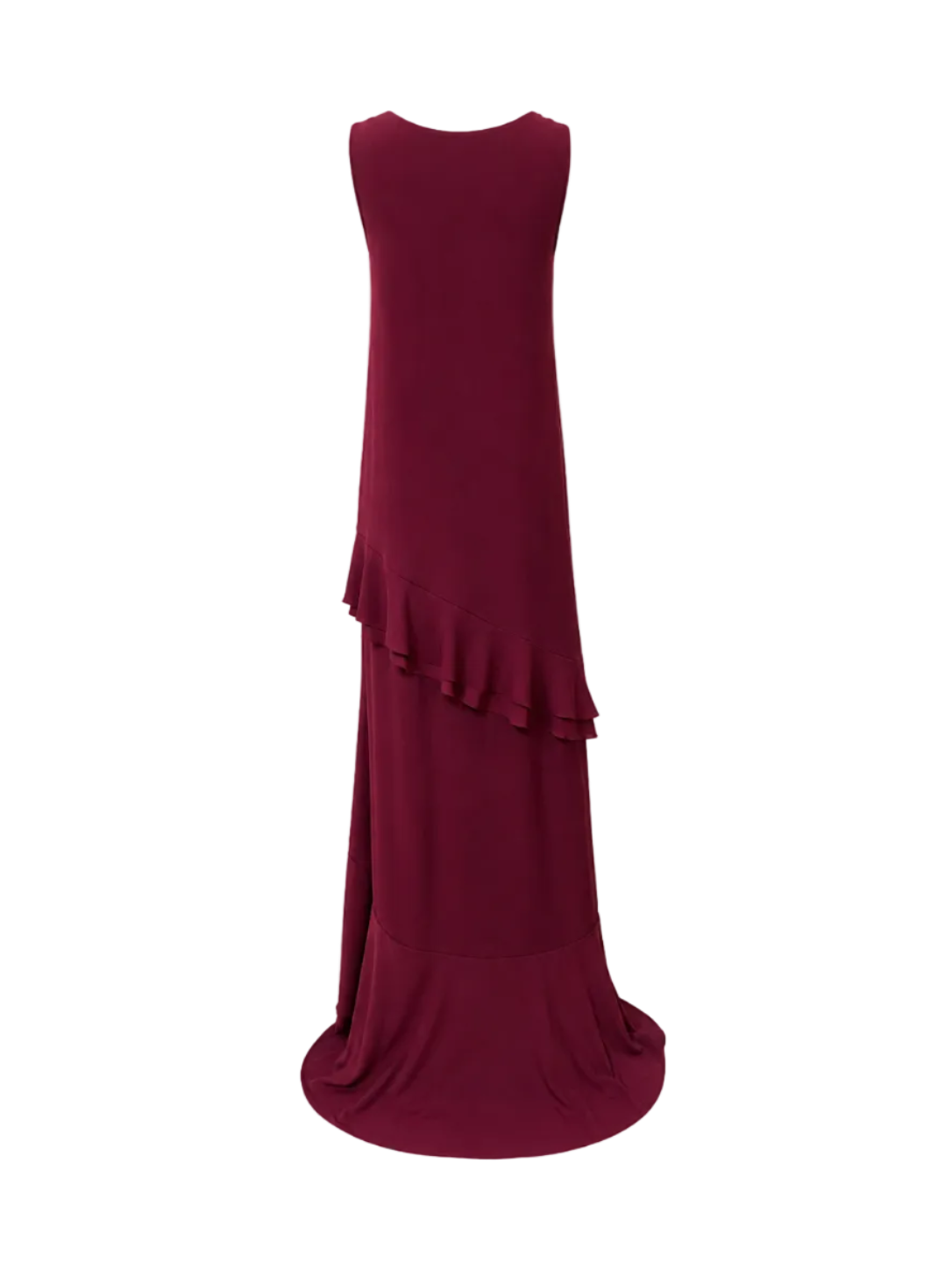 Sleeveless silk georgette maxi dress with ruffles