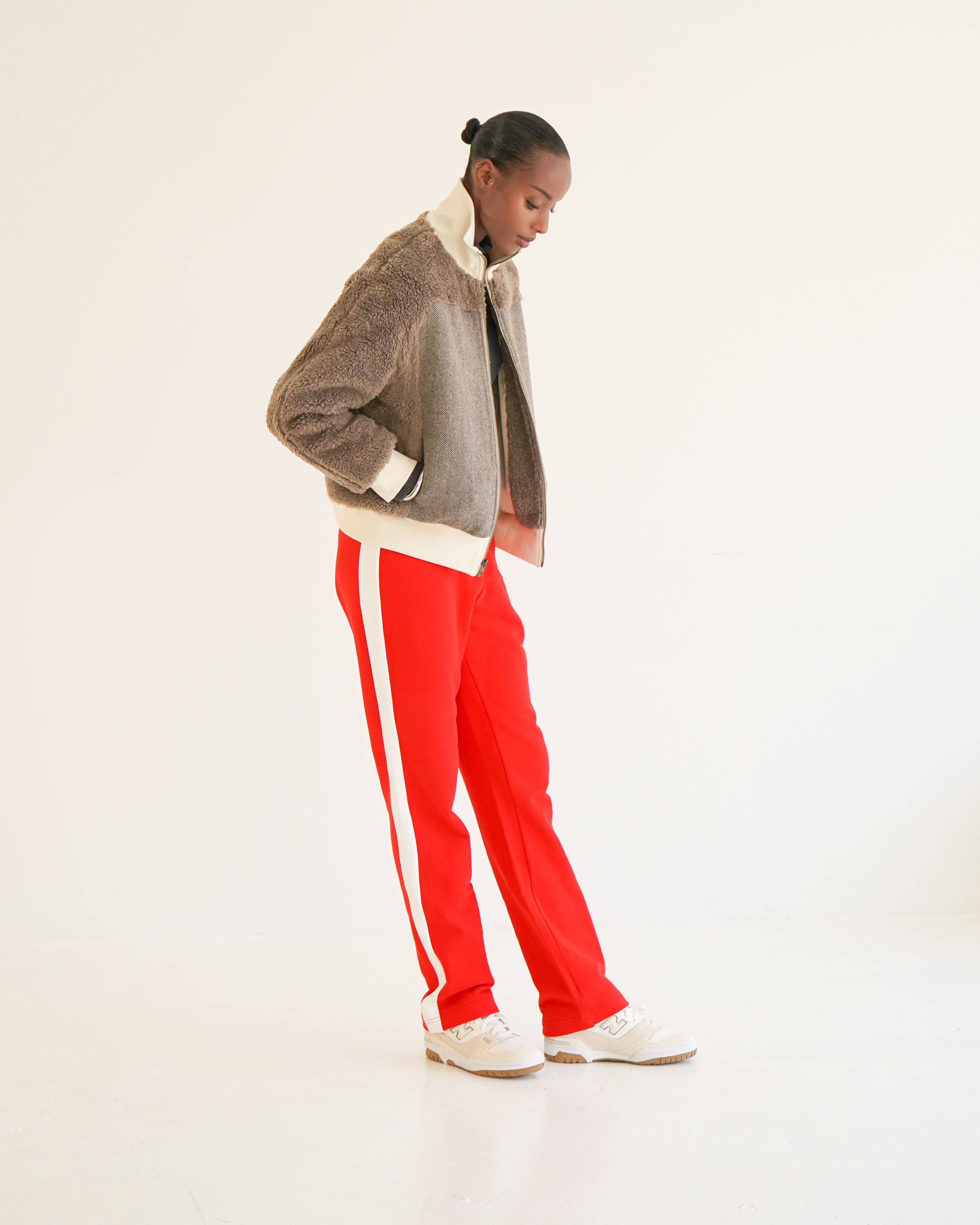 AMELIA - Teddy Bomber with Herringbone Panel