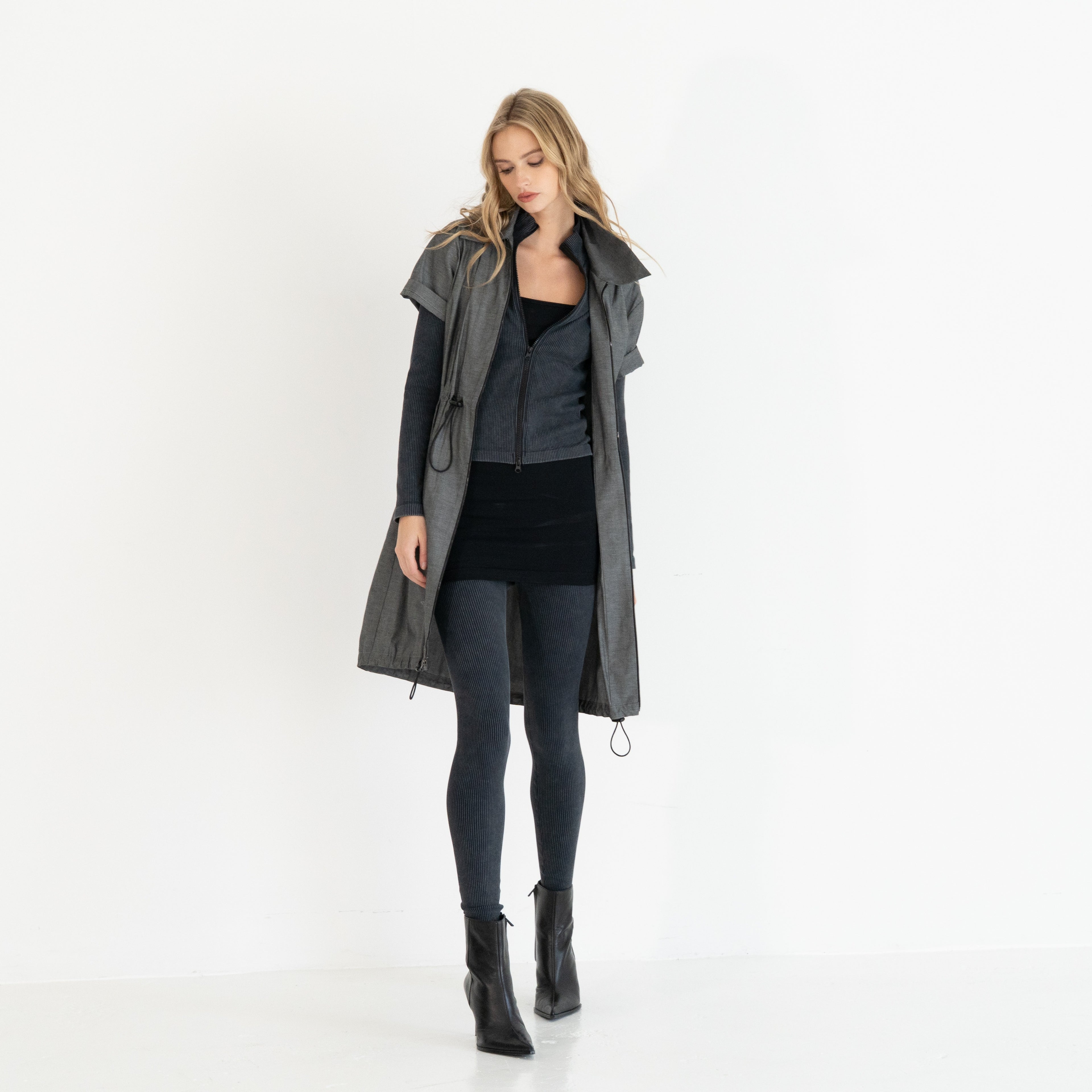 AUDREY - Zip Front Shirt Dress
