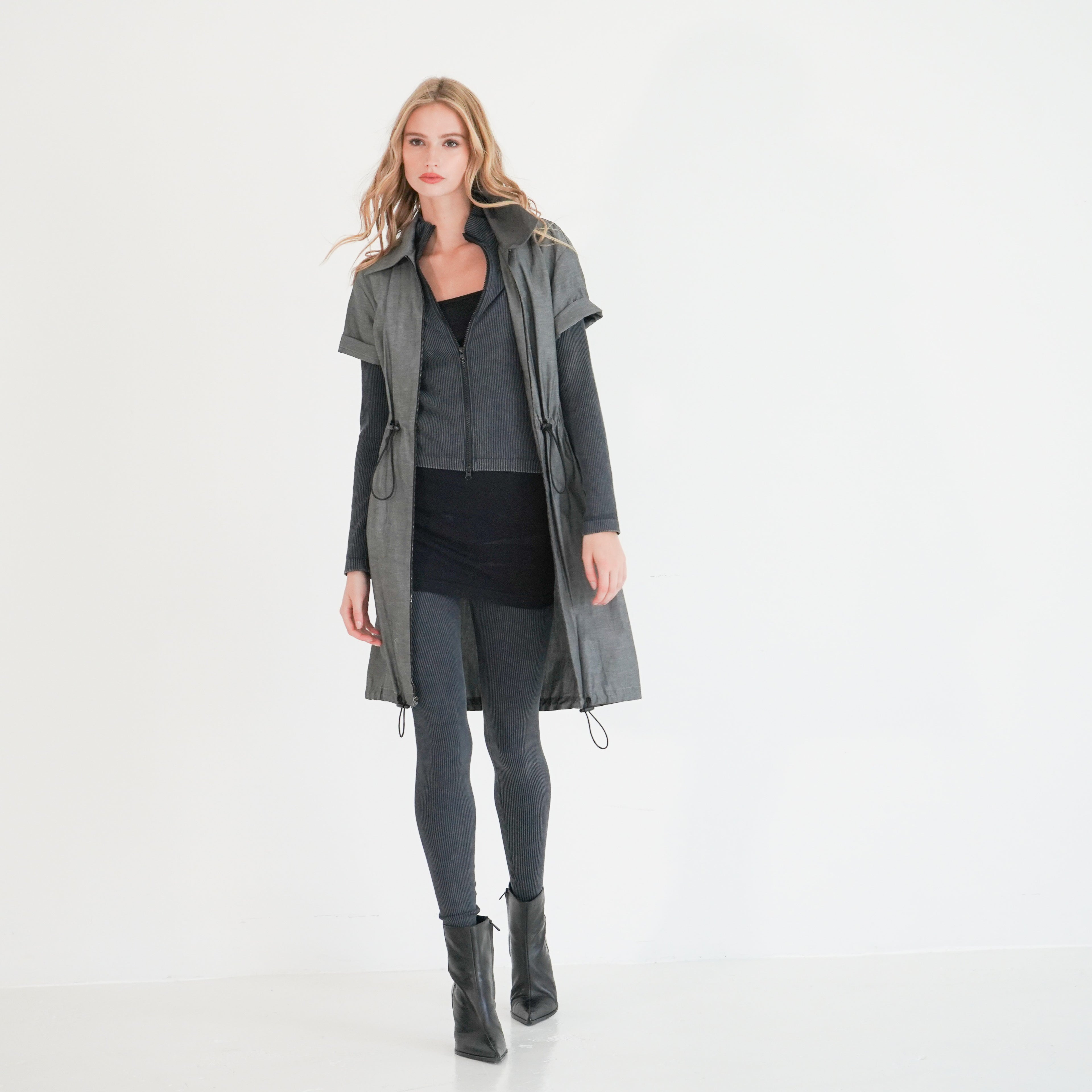AUDREY - Zip Front Shirt Dress