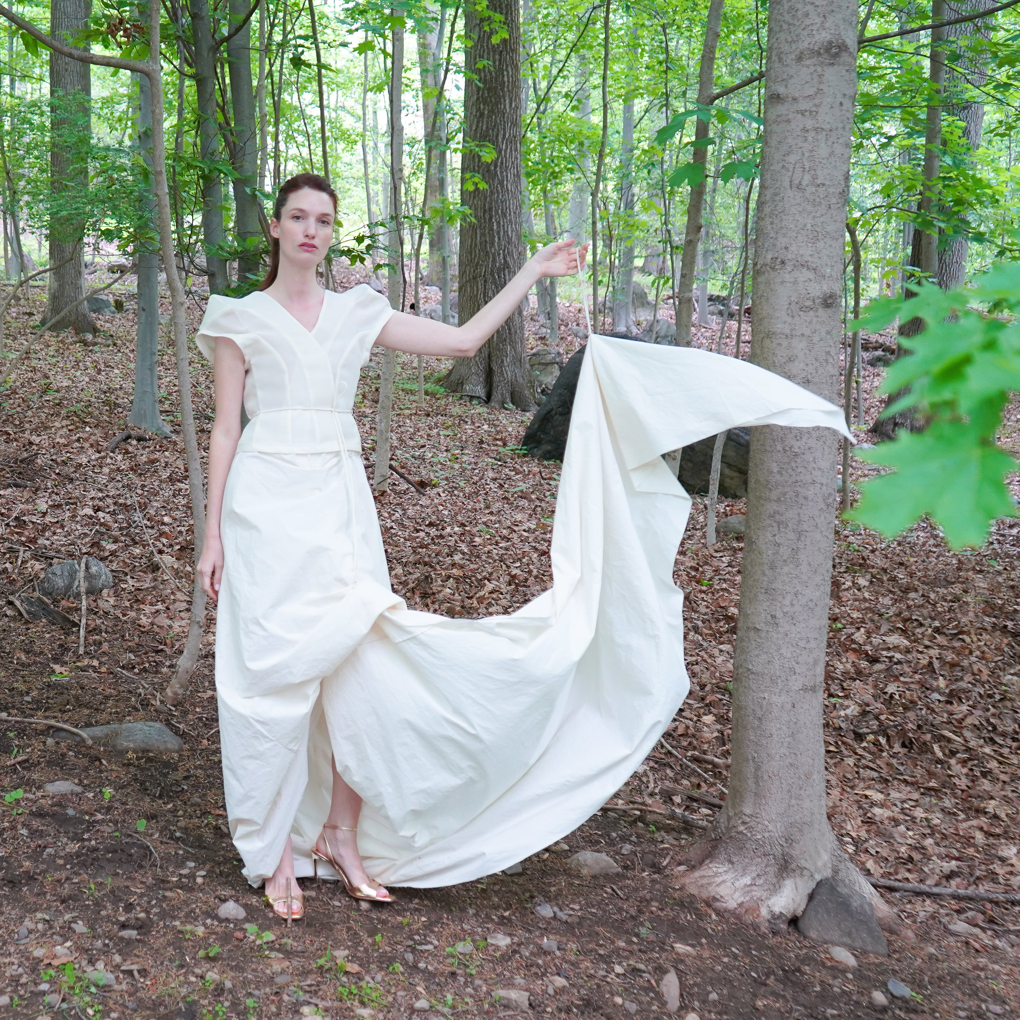 Halo- Maxi Skit with Cinched Back Waist Bow Tie