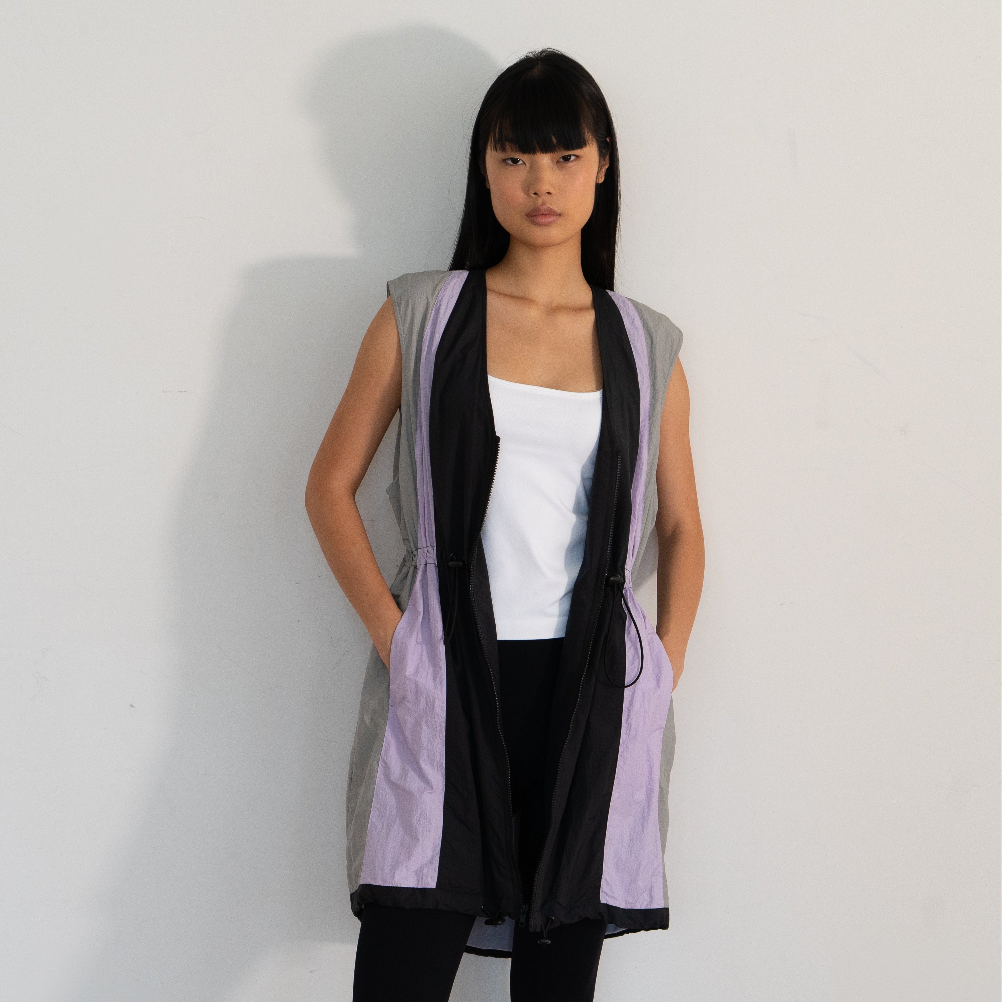 Dawn nylon vest — women's oversized layering piece
