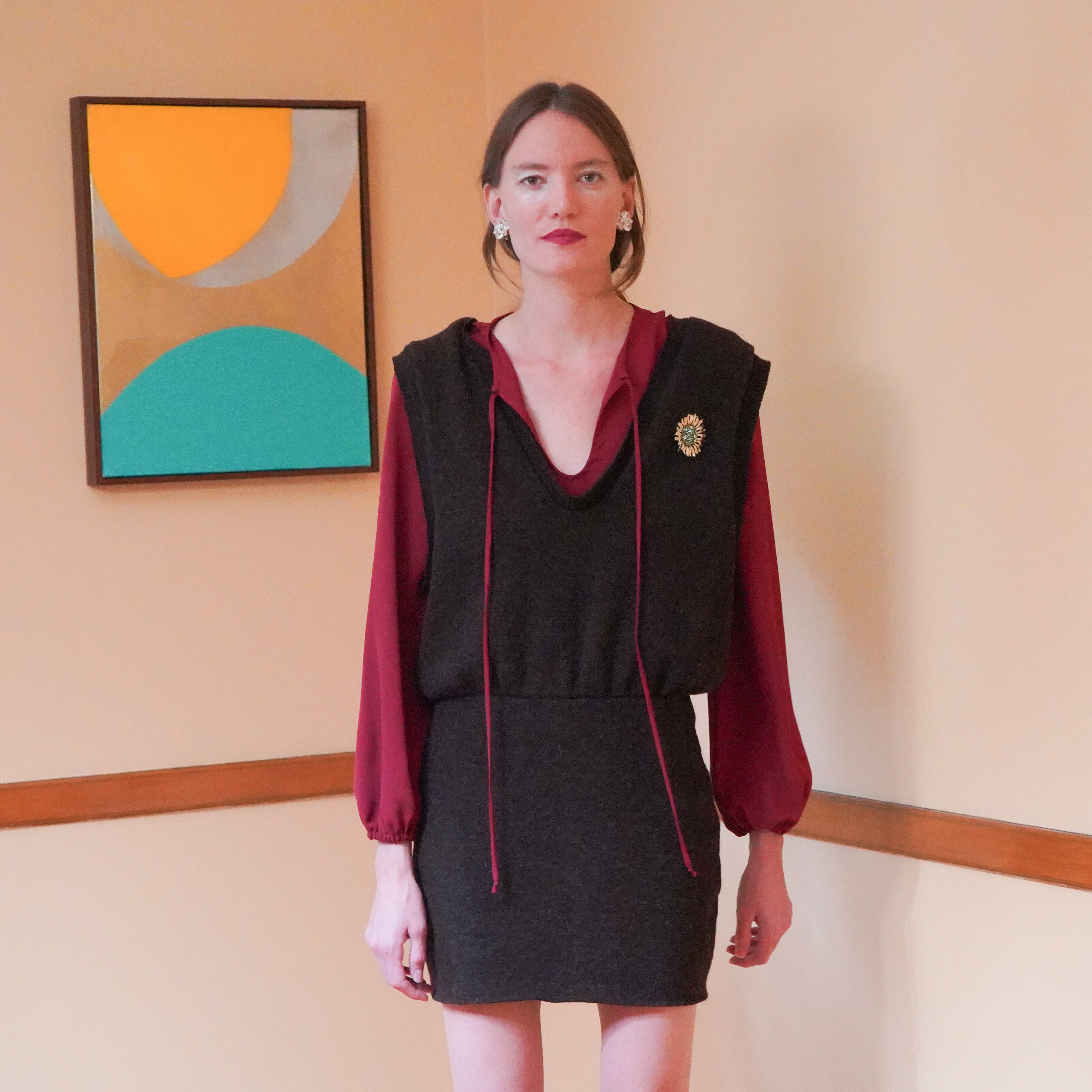 Electra top under wool dress 