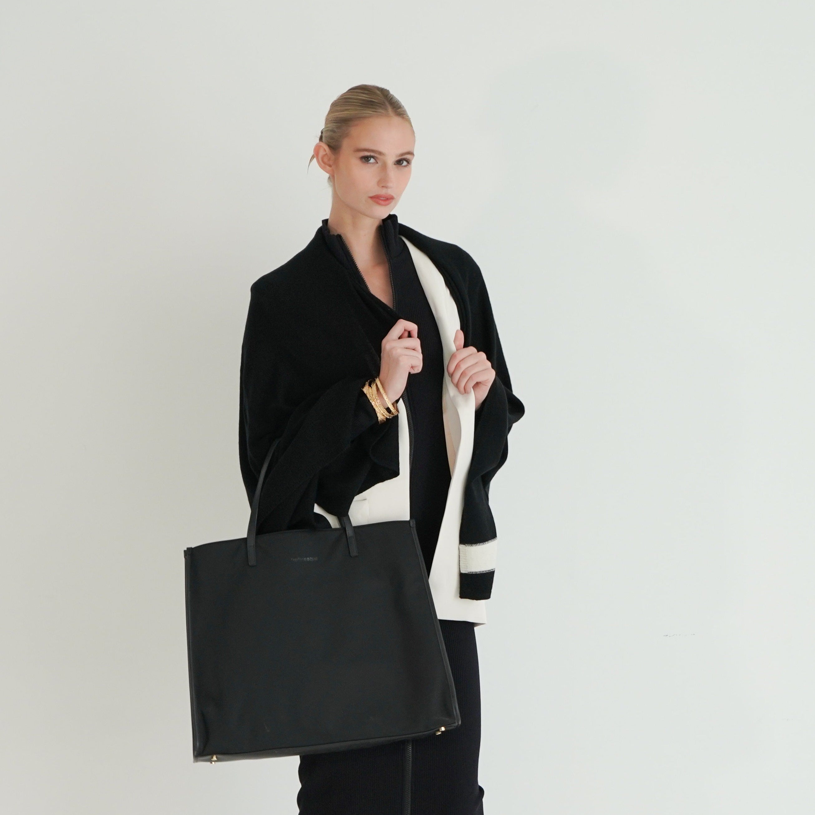 Emma laptop bag interior — women's nylon work bag with compartments
