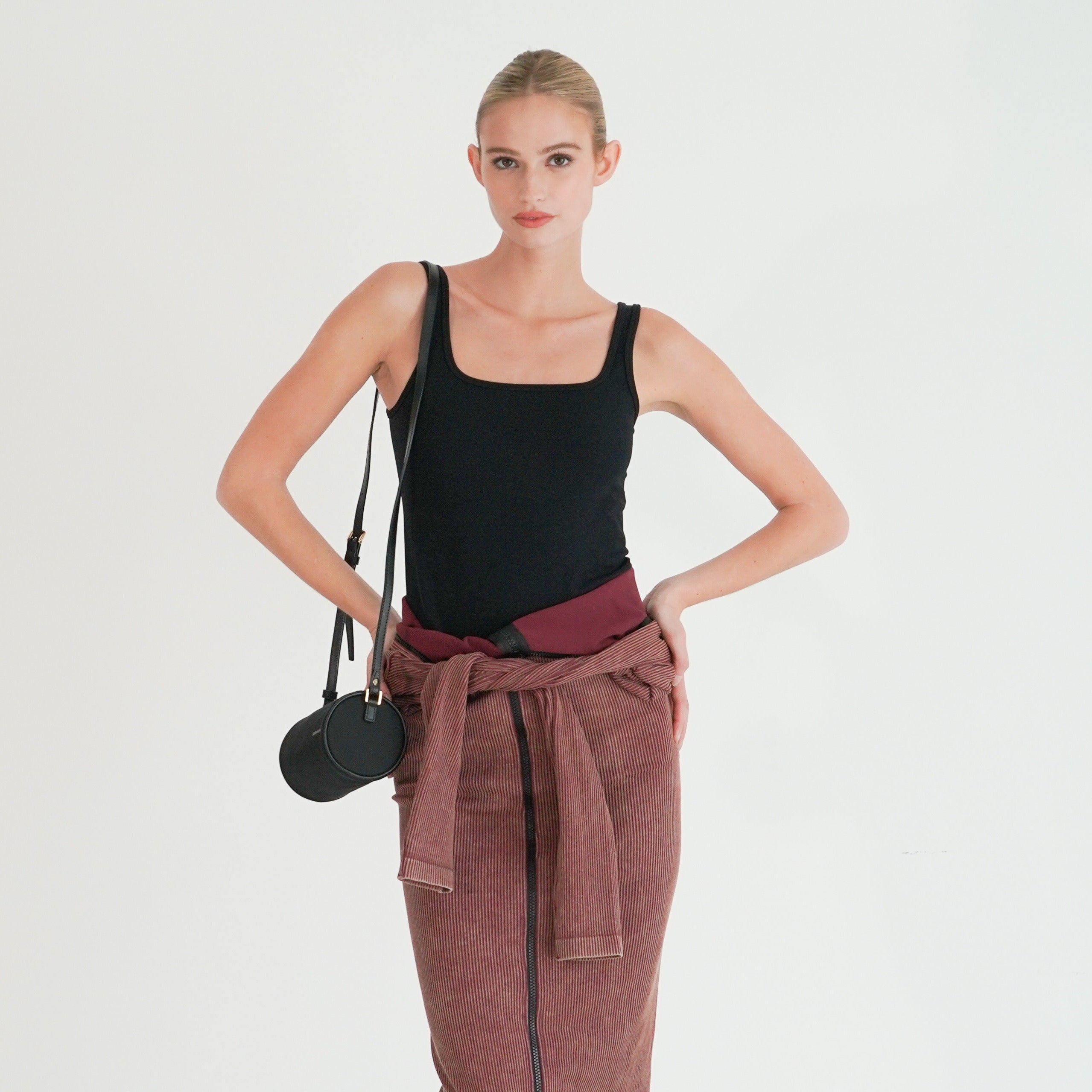 Clara seamless tank top styled with Madison crossbody bag — women's everyday essentials | Rafinesque