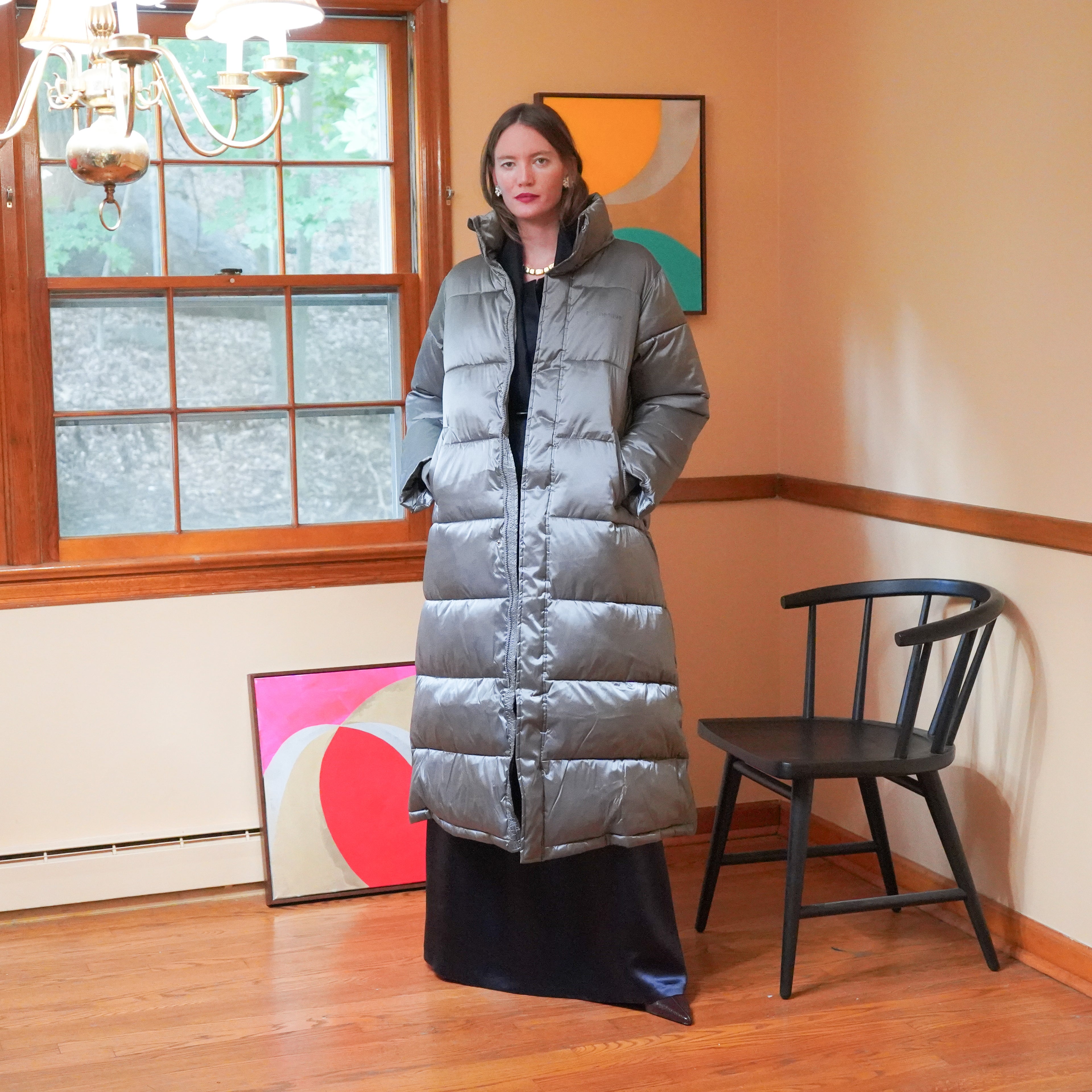 Margot long silver puffer coat