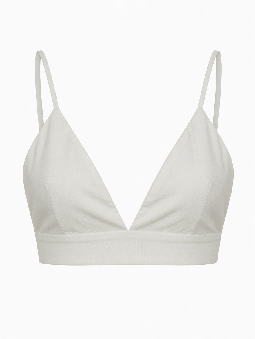 Mika Twin Set — tie-back bra and crop top in white cotton | Rafinesque