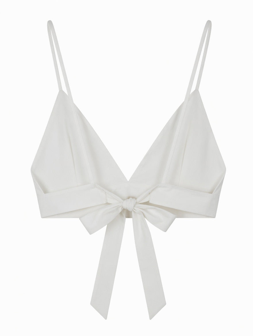 Mika Twin Set — tie-back bra and crop top in white cotton | Rafinesque
