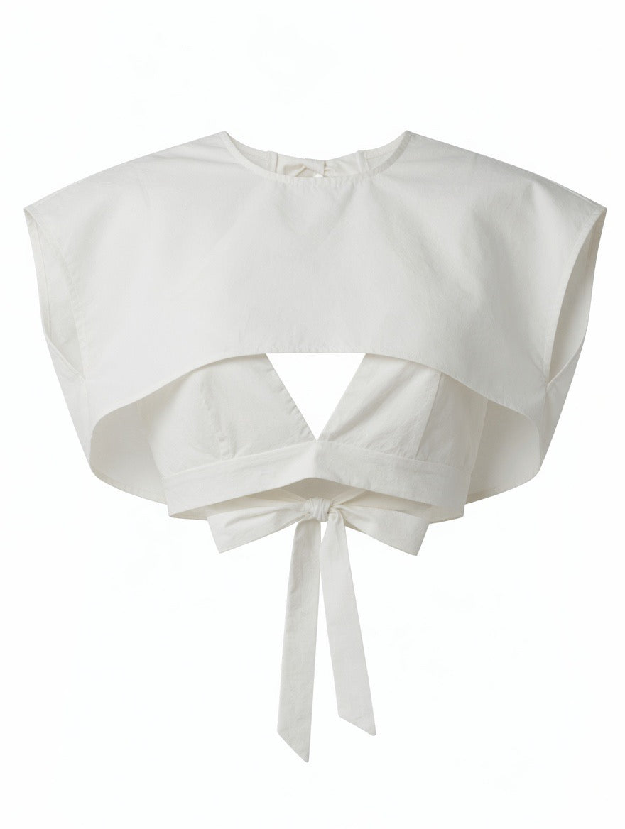 Mika Twin Set — tie-back bra and crop top in white cotton | Rafinesque
