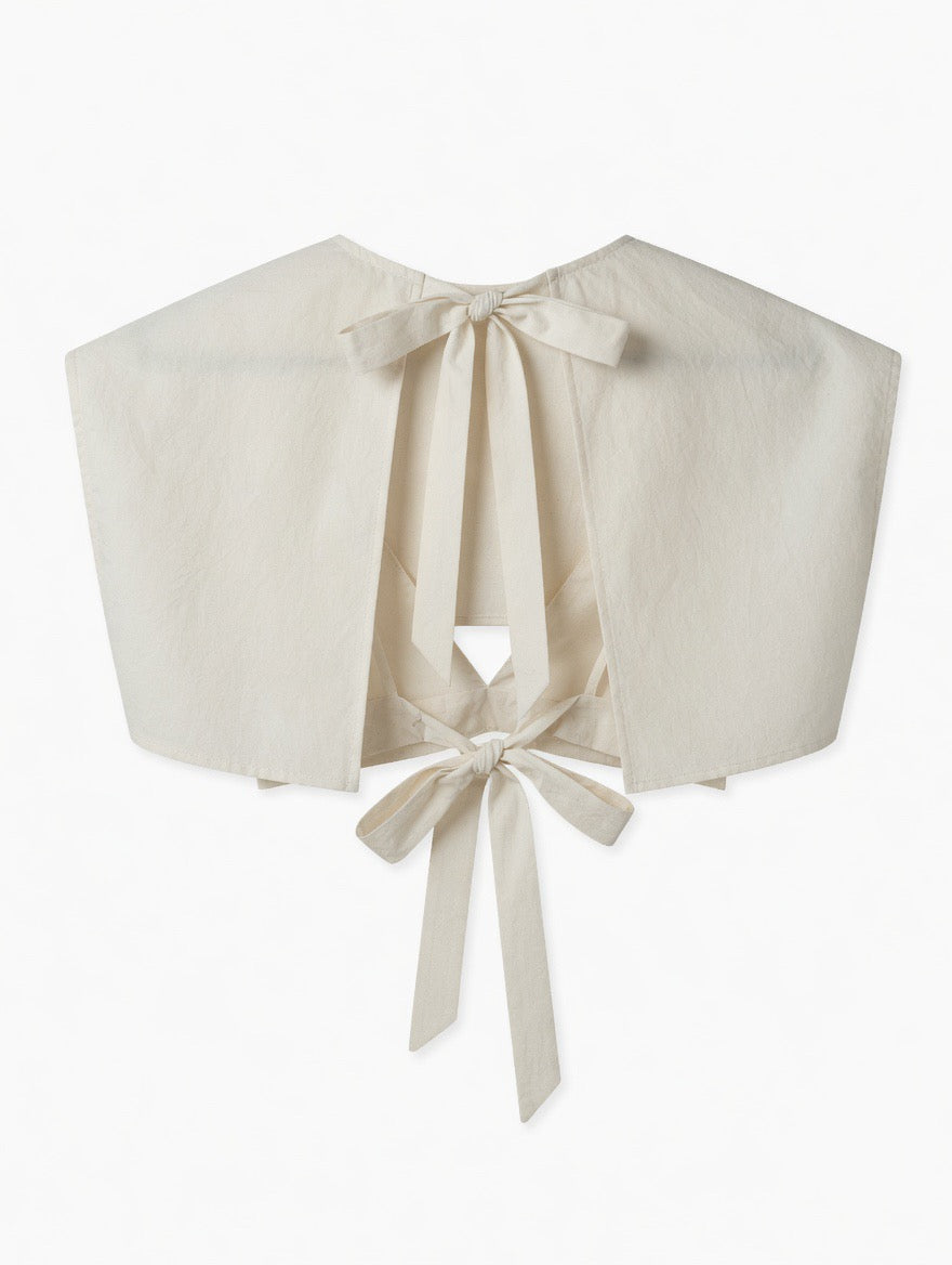 Mika Twin Set — tie-back bra and crop top in white cotton | Rafinesque