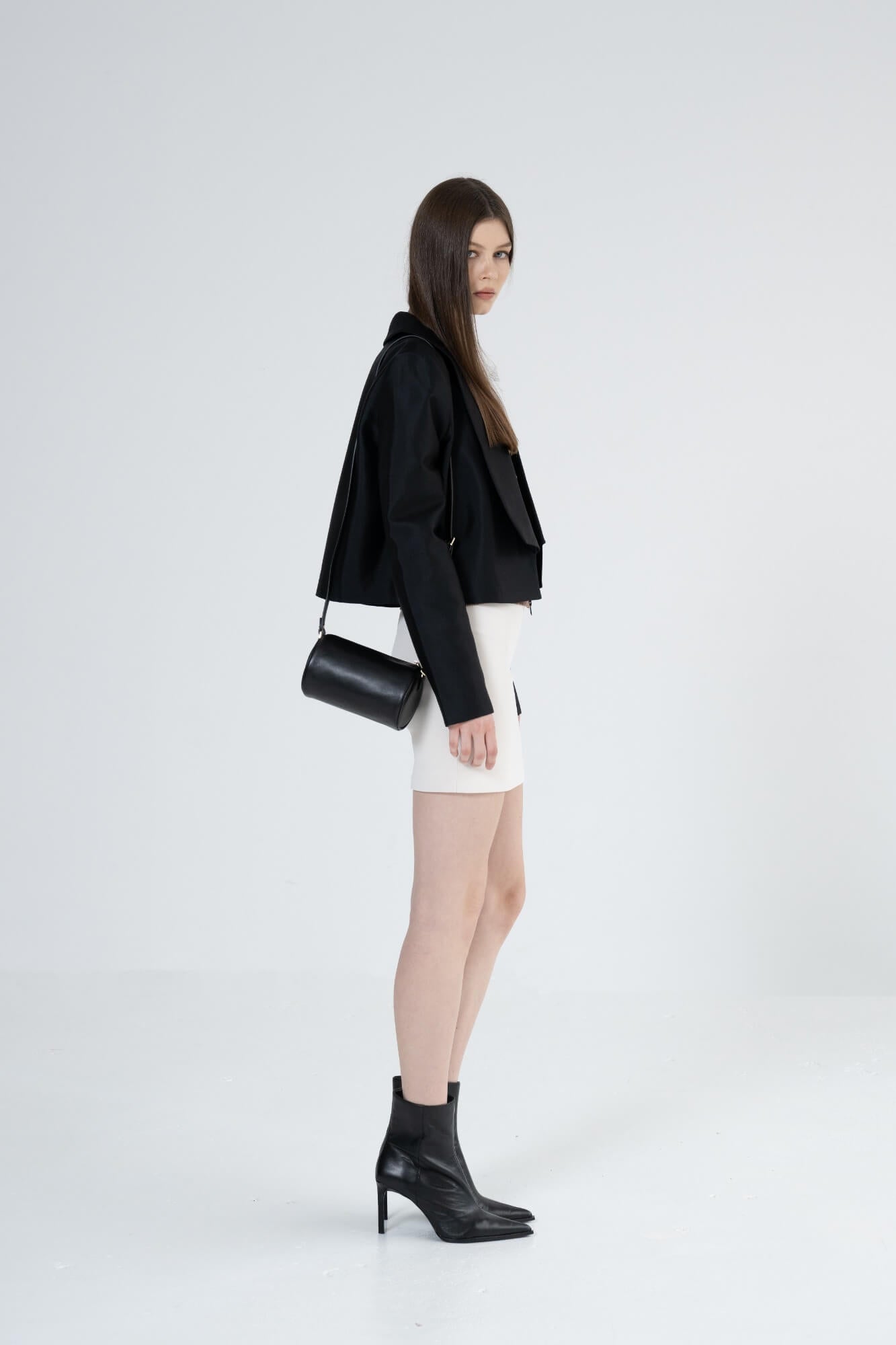 CAMILA - Boxy Jacket in Satin with Shawl Collar