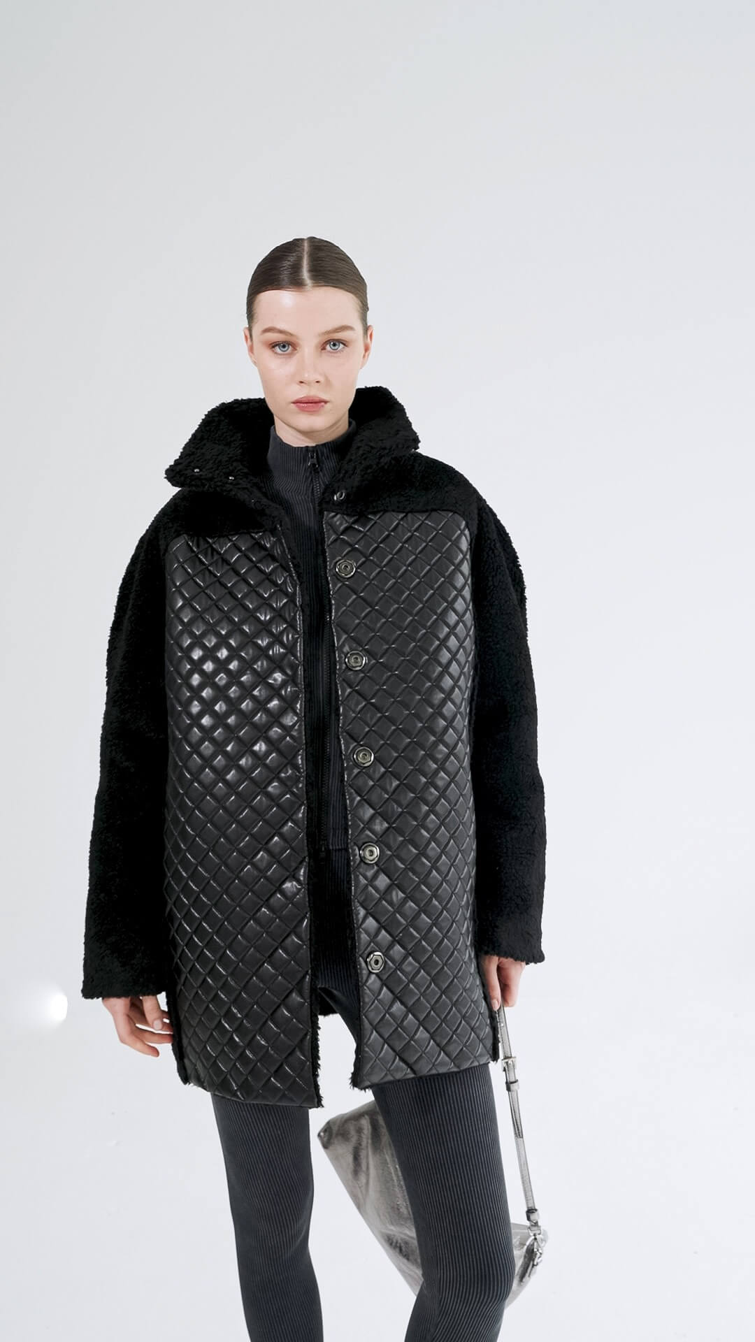ISABELLA - Teddy Coat with Quilted Vegan Panels