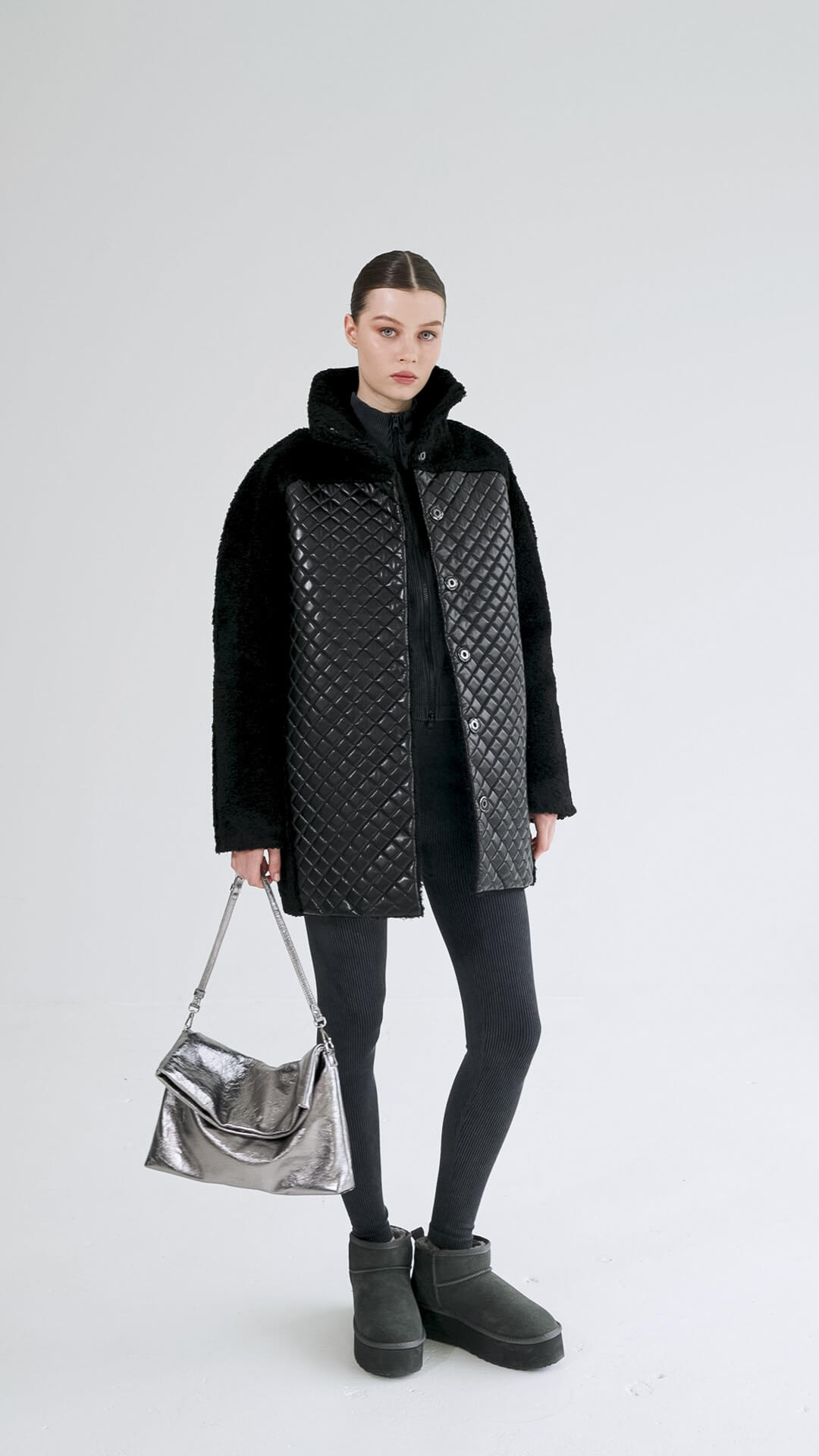 ISABELLA - Teddy Coat with Quilted Vegan Panels