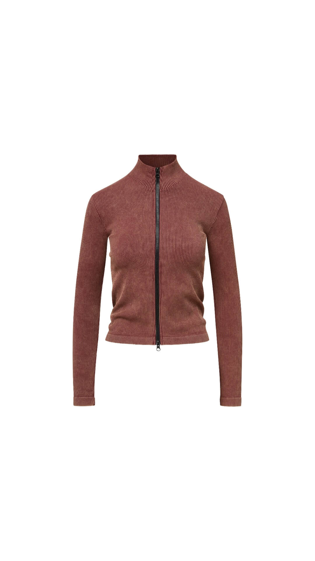 LARA - Seamless Rib Zip Front Top
