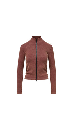 LARA - Seamless Rib Zip Front Top