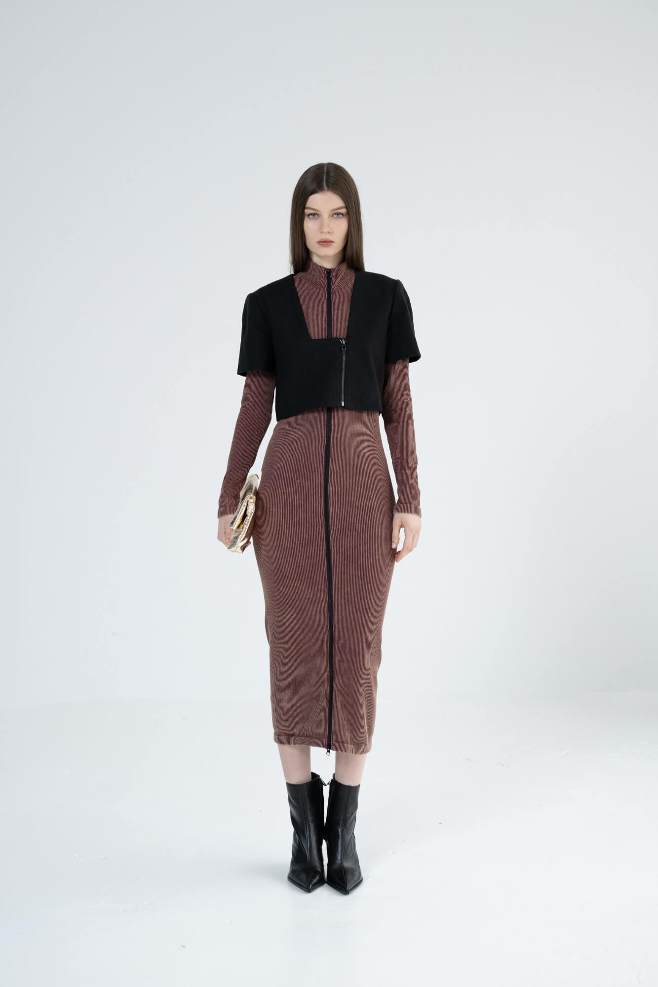 Lauren – Seamless Rib Zip Front Maxi Dress